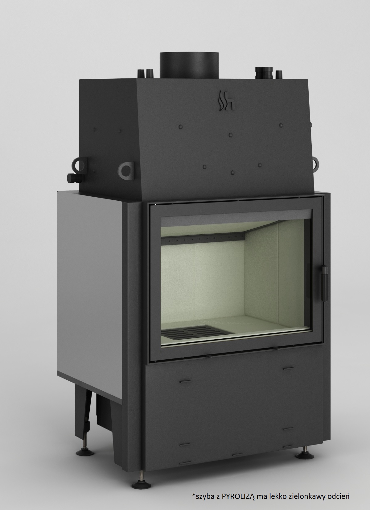 Wkład kominkowy z płaszczem wodnym na pellet Idropellbox 30 56. Volcano W18 PYROLIZA nowy - Wkład kominkowy z płaszczem wodnym na pellet Idropellbox 30